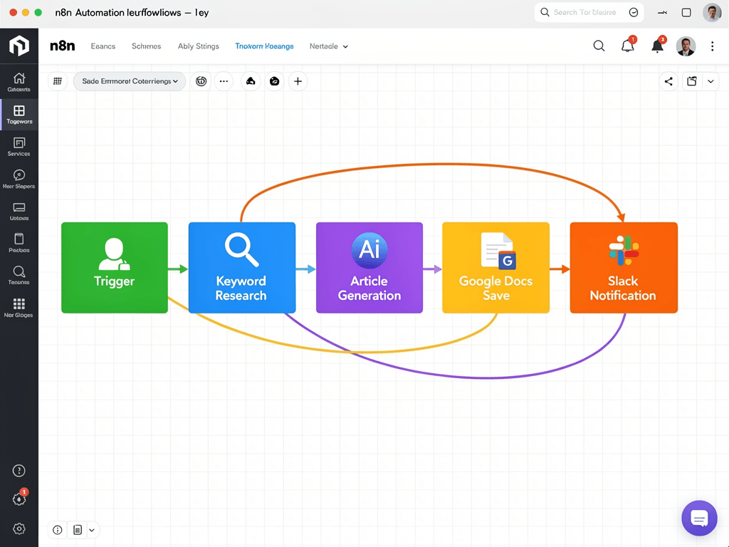n8n workflow automation for SEO content: keyword research to article generation and team notifications