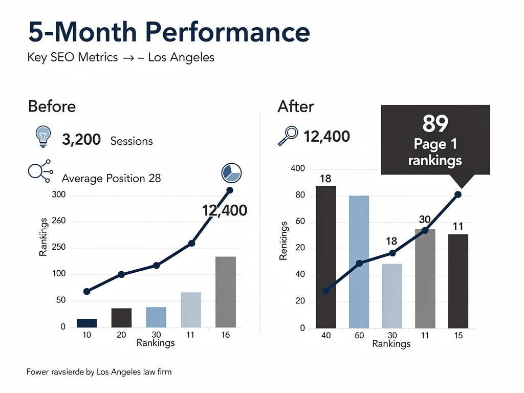 Law firm answer engine optimization results showing 288 percent traffic increase over five months