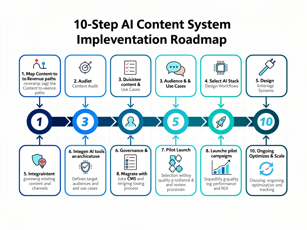 AI content generator implementation checklist with step-by-step roadmap for businesses
